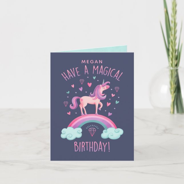 Cartão de Nota de Aniversário do Unicorn (Frente)