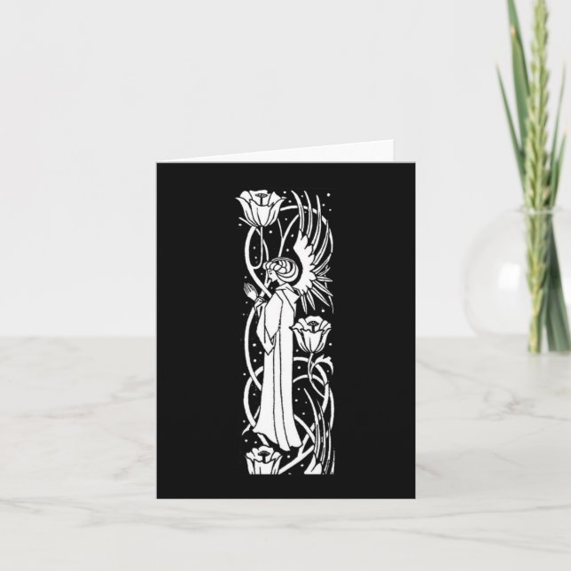 Cartão de Nota de Anjo e Poppies de Sala (Frente)