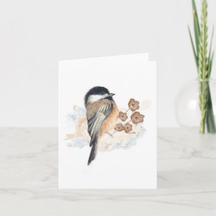 Cartão de Nota de Aquarela de Chapim Elegante