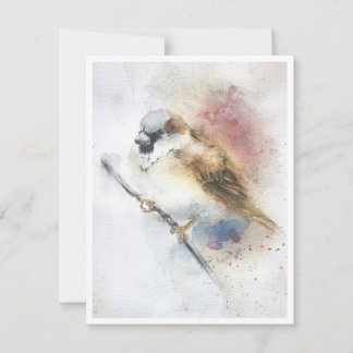 Cartão de Nota de Aquarela de Pardal