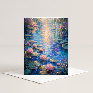 Cartão de Nota de Aquarela Nenúfar