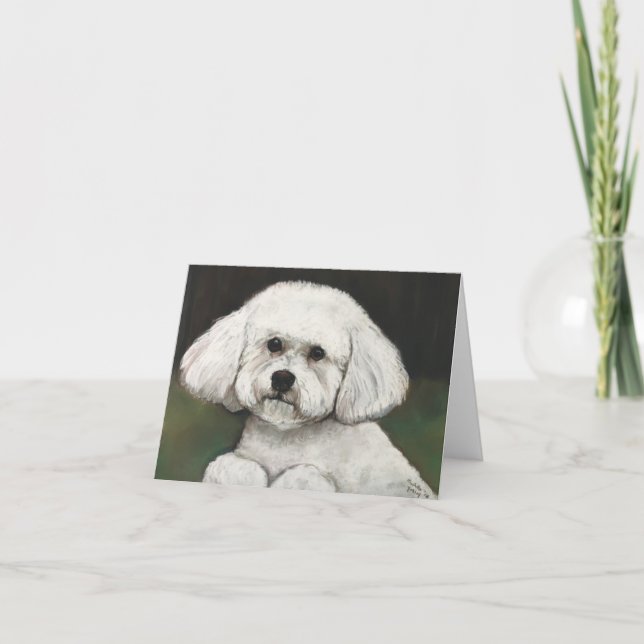 Cartão de Nota de Arte Cão Bichon Frise (Frente)