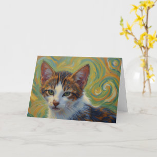 Cartão de Nota de Arte Caprichosa de Gatinho Trico