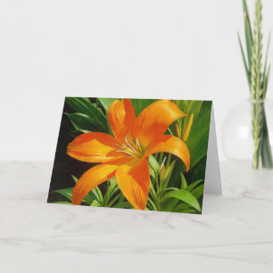 Cartão de Nota de Arte com Flor Tropical Laranja