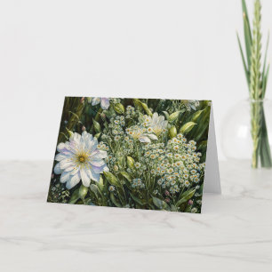 Cartão de Nota de Arte de Flor Branca