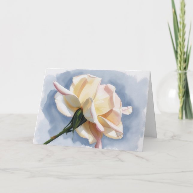 Cartão de Nota de Arte de Flor de Rosa Bege (Frente)