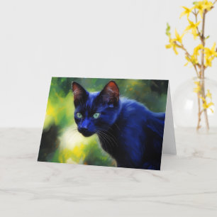 Cartão de Nota de Arte de Gato Preto em Estilo a Ó