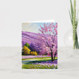 Cartão de Nota de Arte de Paisagem de Lavanda