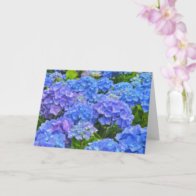 Cartão de Nota de Arte do Jardim Azul Hydrangea (Orquídea)