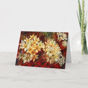 Cartão de Nota de Arte Dourado Vermelho