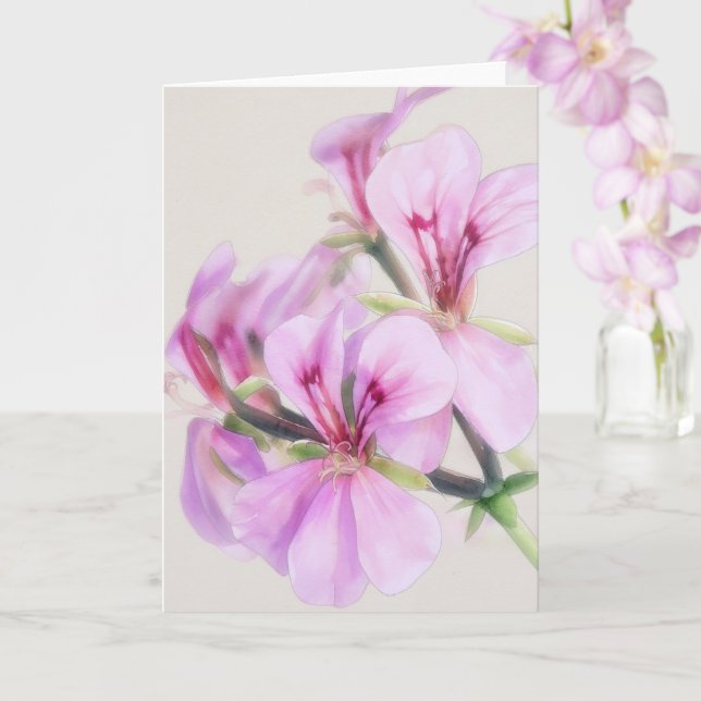 Cartão de Nota de Arte Floral de Flores de Gerânio (Orquídea)
