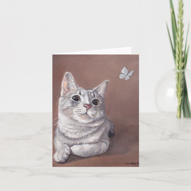 Cartão de Nota de Arte para Gato da Menina Maggie  (Frente)