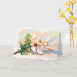 Cartão de Nota de Arte Pastel de Flores de Ameixa