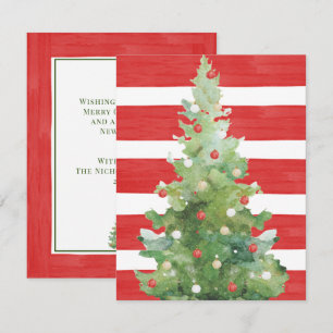 Cartão de Nota de Árvore de Natal em Aquarela com