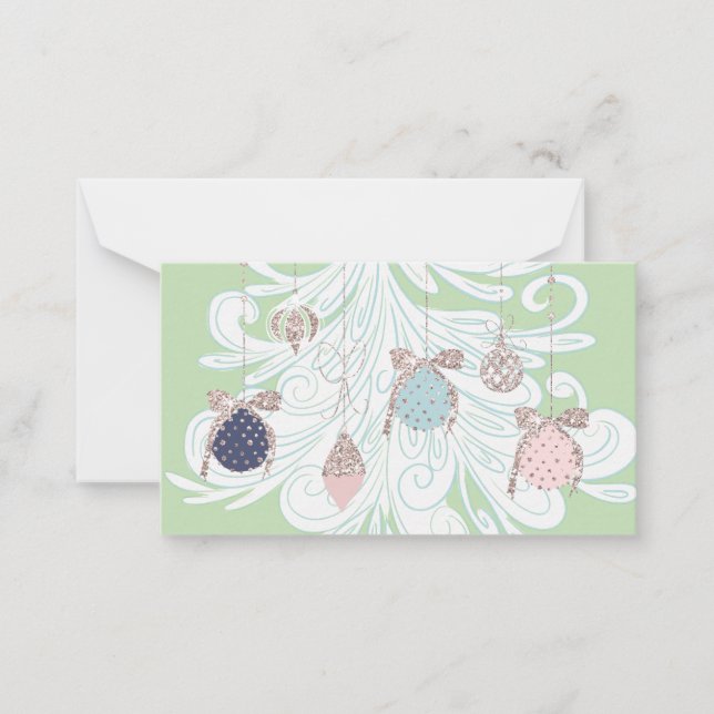 Cartão de Nota de Árvore Pastel e Enfeite (Frente)