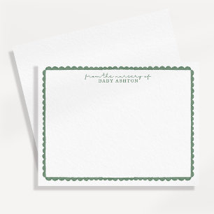 Cartão de Nota de Berçário Ondulado Verde Aquarela
