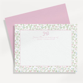 Cartão de Nota de Berçário Personalizado de Rosas