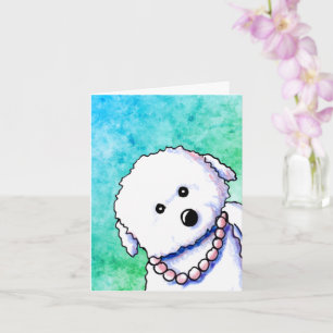 Cartão de Nota de Bichon em Pérolas