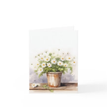 Cartão de Nota de Buquê de Margarida de Aquarela