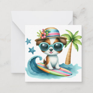 Cartão de Nota de Cão Surfista