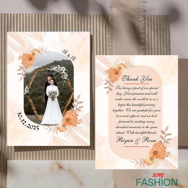 Cartão de Nota de Casamento com Aquarela em Tons B (#ordernow)