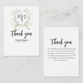 Cartão de Nota de Casamento com Crista de Monogram