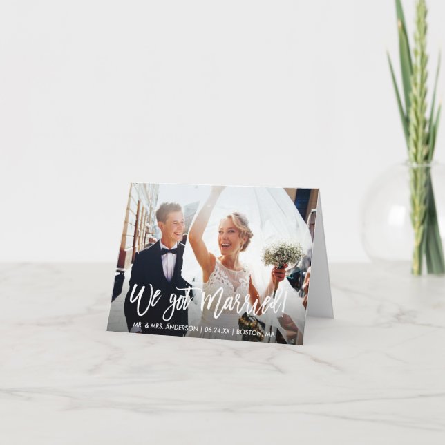 Cartão de Nota de Casamento com Letra de Pincel Mo (Frente)