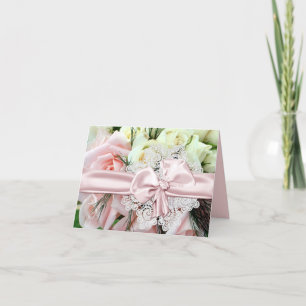 Cartão de Nota de Casamento de Rosas Rosa-Chic