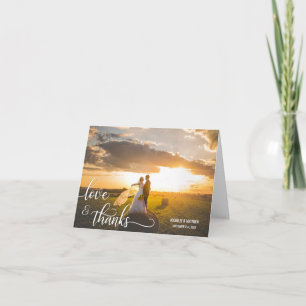 Cartão de nota de casamento LOVE & THANKS com foto