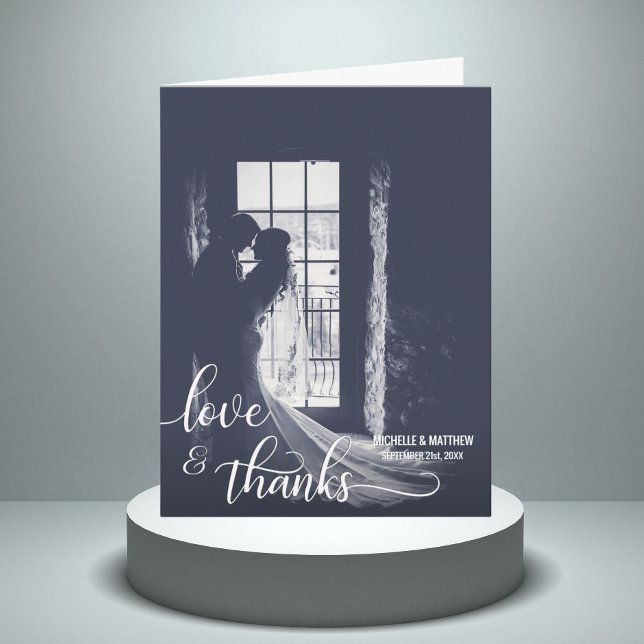 Cartão de nota de casamento LOVE & THANKS com SCRI (Criador carregado)