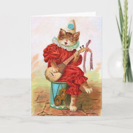 Cartão de Nota de Cat Vitoriano Minstrel