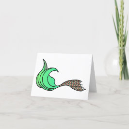 Cartão de Nota de Cauda de Sereia Verde e Laranja