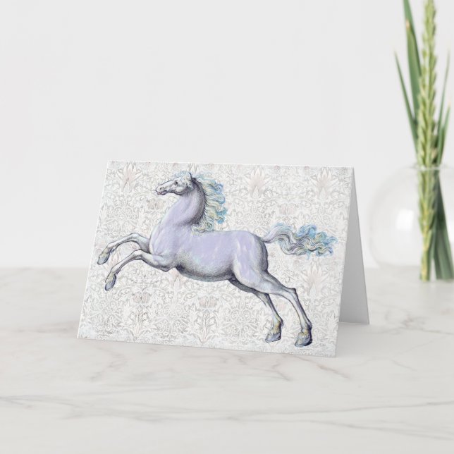 Cartão de Nota de Cavalo Ilustrado Antigo Vintage (Frente)
