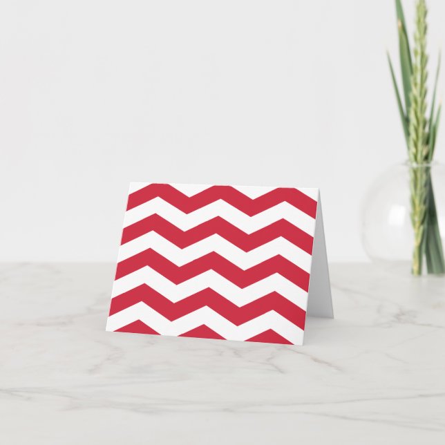 Cartão de Nota de Cherry e White Chevron - VAZIO (Frente)
