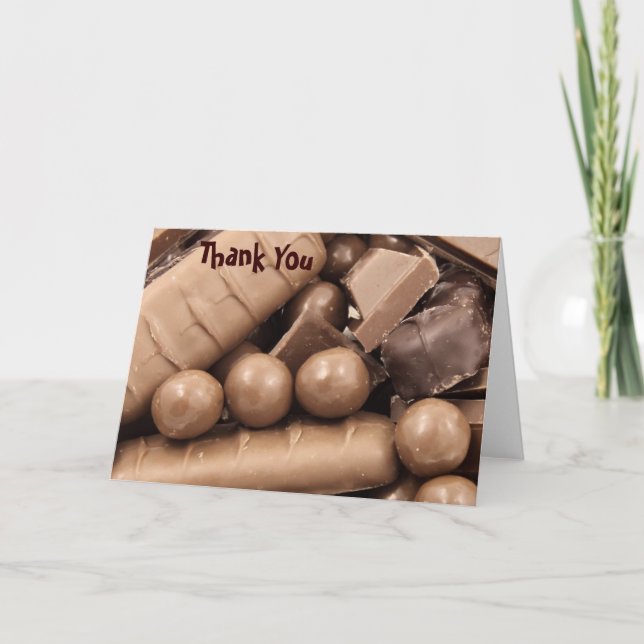 Cartão de Nota de Chocolate Obrigado (Frente)