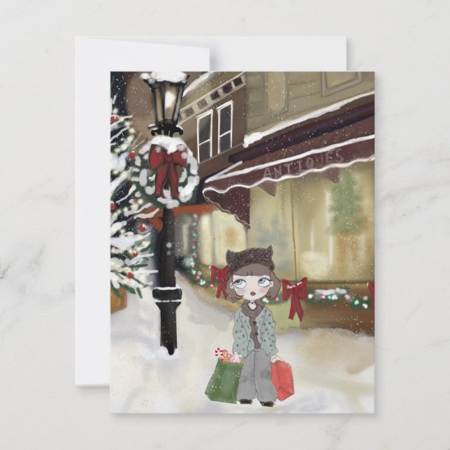 Cartão de Nota de Compre de Natal para Meninas (Frente)