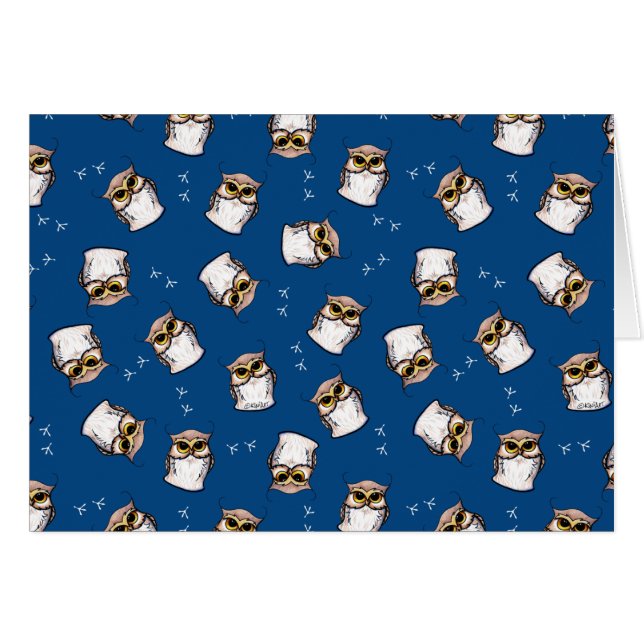 Cartão de Nota de Coruja KiniArt (Frente horizontal)