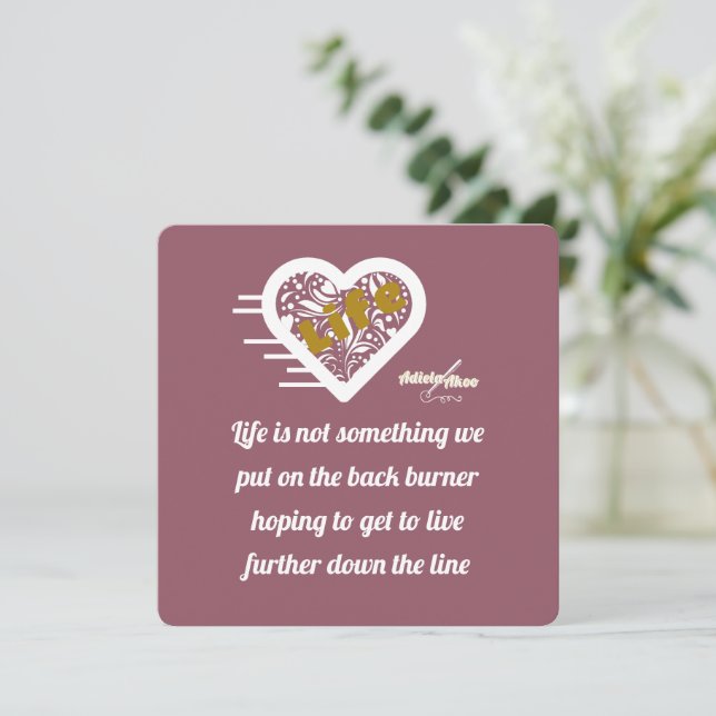 Cartão de Nota de Cotação de Vida da Poeta Adiela  (Em pé/Frente)