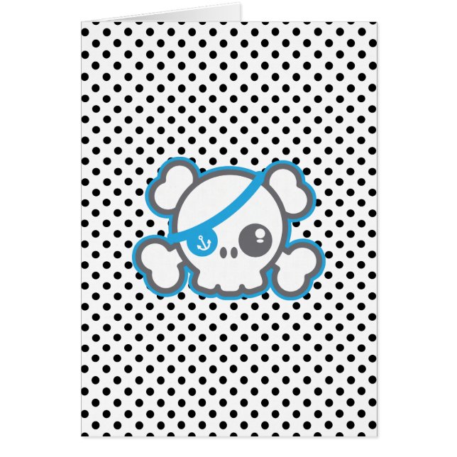 Cartão de Nota de Crânio Pirata do Kawaii (Frente)