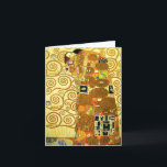 Cartão de Nota de Cumprimento Gustav Klimt<br><div class="desc">Cartão de nota do Gustav Klimt Fulfillment. Frieze de 1909. Completado durante a fase de ouro do Klimt, o Fulfillment apresenta um casal abrangente que se segura sob uma colcha multipadrão, com espirais, olhos, aves, peixes e outras formas. O fundo da obra apresenta as mesmas espirais de bronze que adorariam...</div>