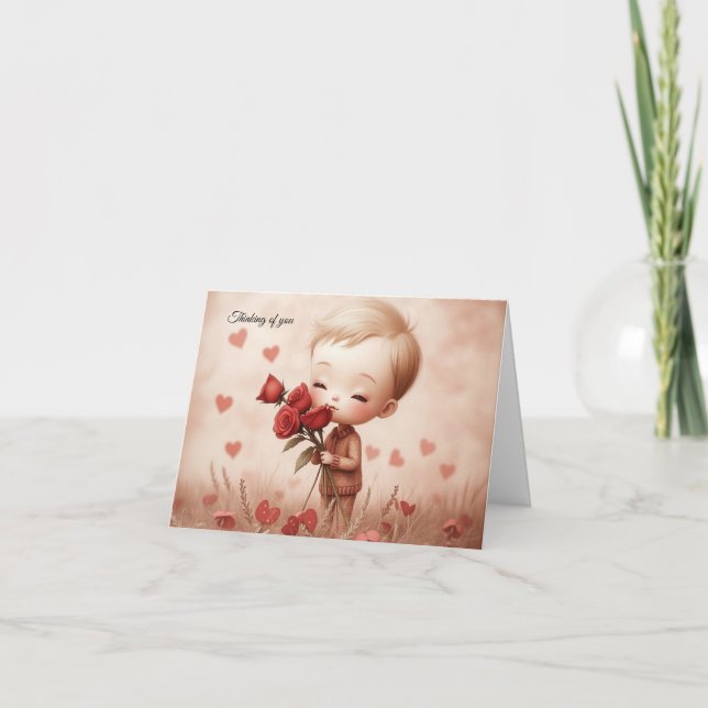 Cartão de nota de dentro de vazio "Pensando em voc (Frente)