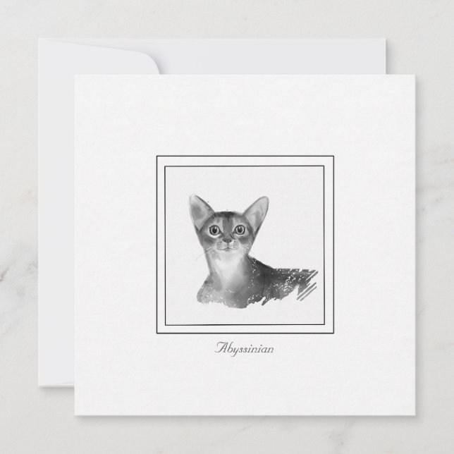 Cartão de Nota de Desenho Branco e Preto para Gato (Frente)