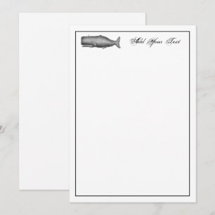 Cartão de Nota de Desenho de Baleia do Século 19