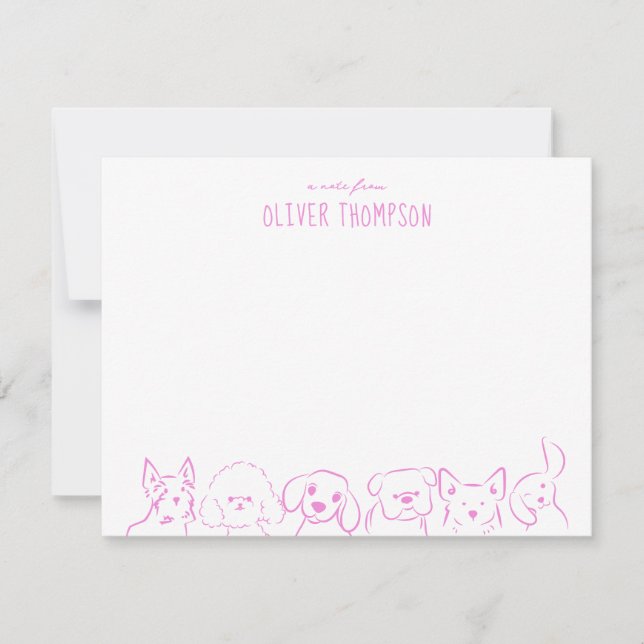 Cartão de Nota de Desenho de Cachorro Fofo Animal  (Frente)