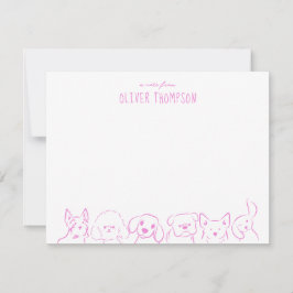 Cartão de Nota de Desenho de Cachorro Fofo Animal