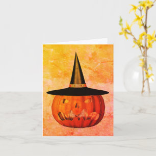 Cartão de Nota de Dia das Bruxas Jack O Lantern Wi