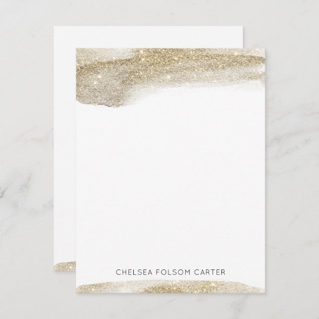 Cartão de Nota de Esmagamento Dourado com Champagi (Frente/Verso)