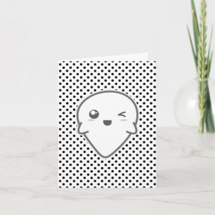 Cartão de Nota de Fantasma Sorridente Kawaii
