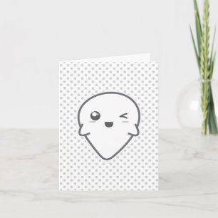 Cartão de Nota de Fantasma Sorridente Kawaii