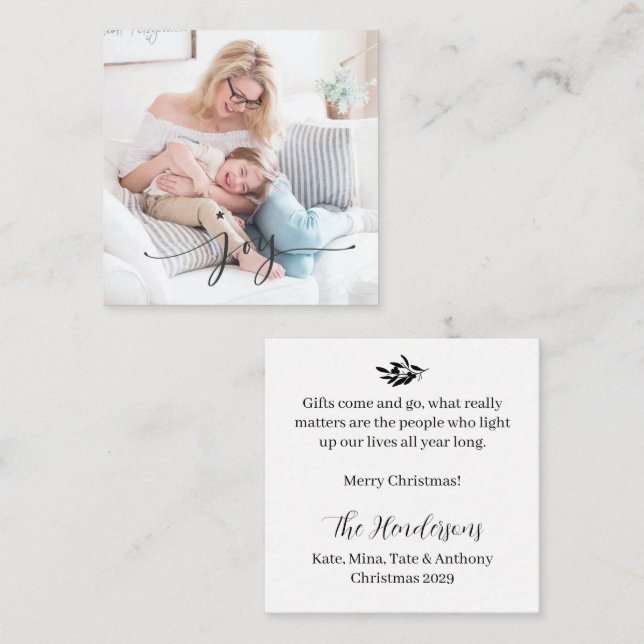 Cartão de Nota de Feliz Natal de Joy Classic (Frente/Verso)